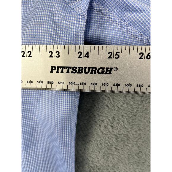 Tallia Purple Label Dress Shirt XL 17.5 Blue Micro Check Paisley Flip Cuff Men's - Picture 9 of 11